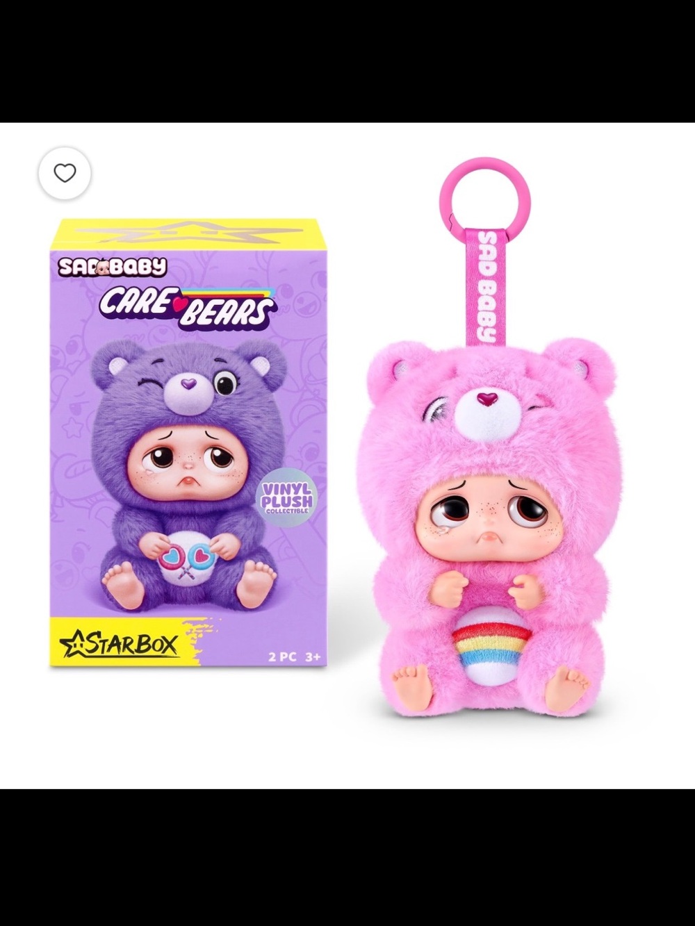 Starbox Sad Baby x Care Bears Vinyl Pink pendant- Cheer Bear, unopened package